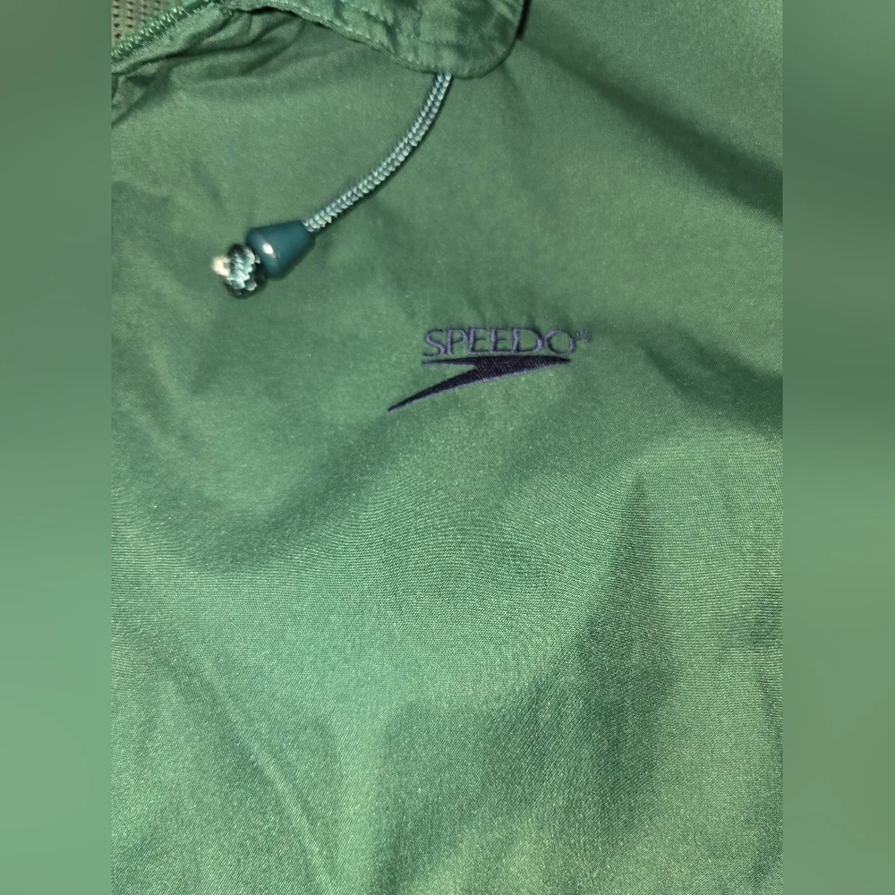 Vintage 90s  Mens Speedo Tan Jacket Large Windbreaker Navy Blue/green